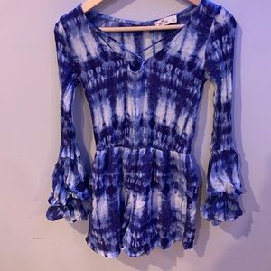 hollister blue and white tie dye romper